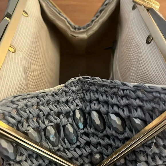 Vintage Dena of Dallas-made in Italy gray beaded handbag - Picture 8 of 11